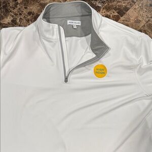 Peter Millar White and Gray Quarter-Zip Pullover